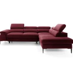 Divano letto regolabile angolare destra 5 posti 280x214cm tessuto rosso bordeaux Snuggity