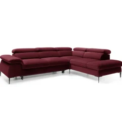 Divano letto regolabile angolare destra 5 posti 280x214cm tessuto rosso bordeaux Snuggity