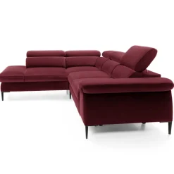 Divano letto regolabile angolare sinistra 5 posti 280x214cm tessuto rosso bordeaux Snuggity