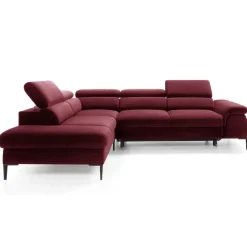 Divano letto regolabile angolare sinistra 5 posti 280x214cm tessuto rosso bordeaux Snuggity