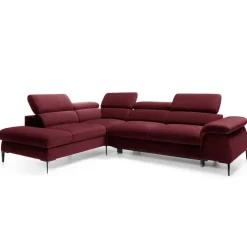 Divano letto regolabile angolare sinistra 5 posti 280x214cm tessuto rosso bordeaux Snuggity