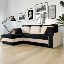 Divano letto reversibile 3 posti moderno 238cm nero écru Flow