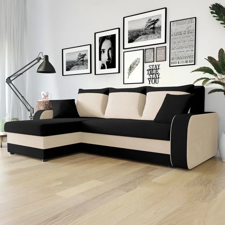 Divano letto reversibile 3 posti moderno 238cm nero écru Flow