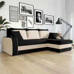 Divano letto reversibile 3 posti moderno 238cm nero écru Flow