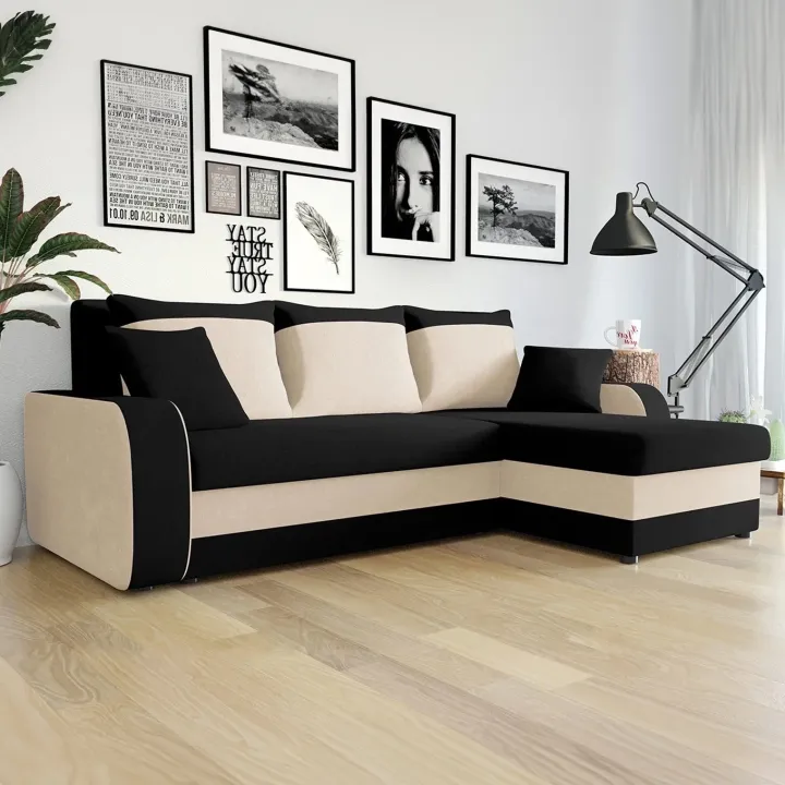 Divano letto reversibile 3 posti moderno 238cm nero écru Flow