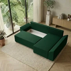 Divano letto reversibile 3 posti 240x140cm matrimoniale angolare verde Appia