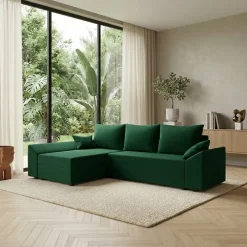 Divano letto reversibile 3 posti 240x140cm matrimoniale angolare verde Appia