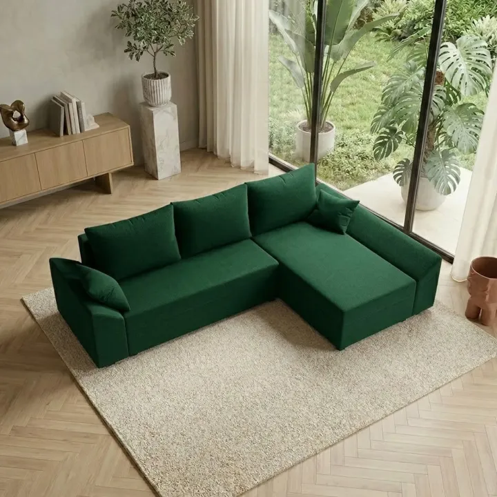 Divano letto reversibile 3 posti 240x140cm matrimoniale angolare verde Appia