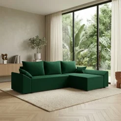 Divano letto reversibile 3 posti 240x140cm matrimoniale angolare verde Appia