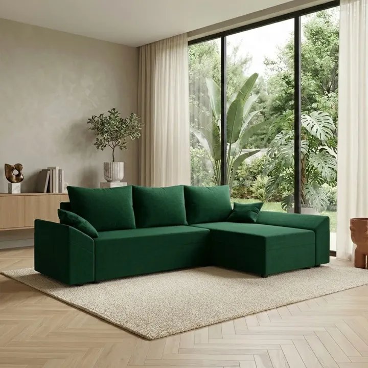 Divano letto reversibile 3 posti 240x140cm matrimoniale angolare verde Appia