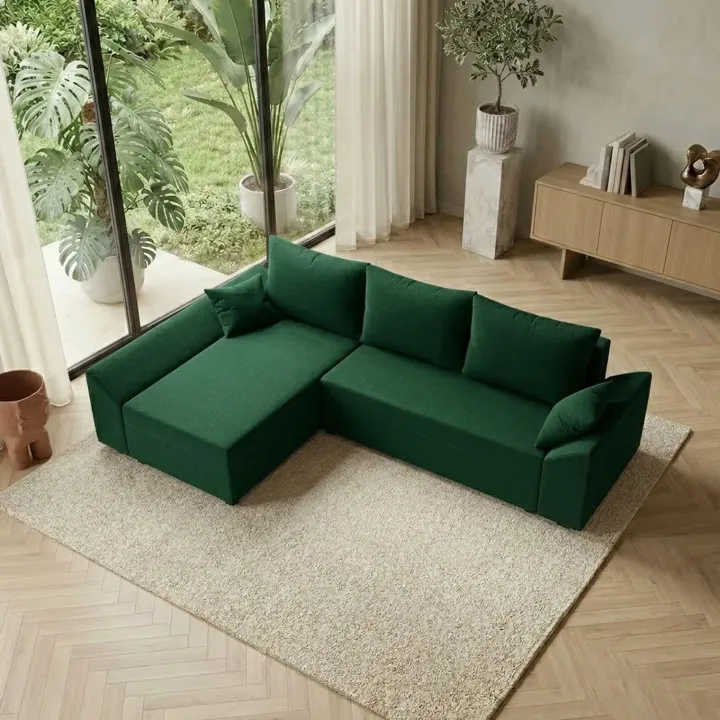 Divano letto reversibile 3 posti 240x140cm matrimoniale angolare verde Appia