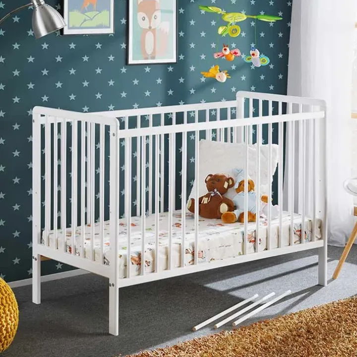 Lettino bambini 65x124cm con materasso e sponde bianco Shine