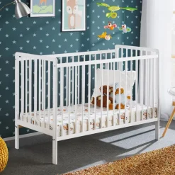 Lettino bambini 65x124cm con materasso e sponde bianco Shine
