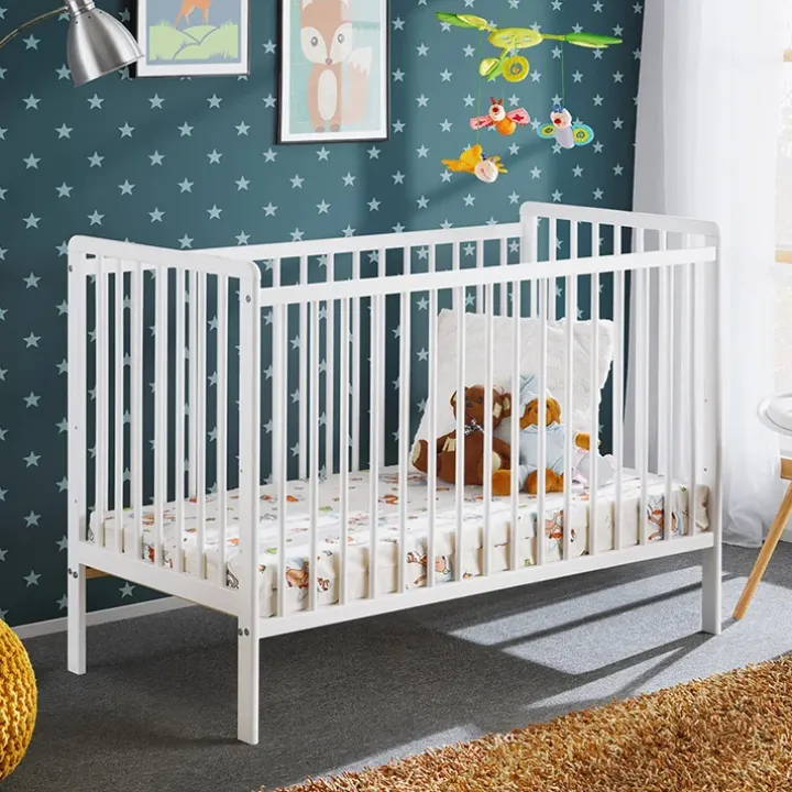 Lettino bambini 65x124cm con materasso e sponde bianco Shine