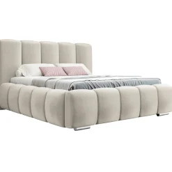 Letto alla francese 140x200 cm con rete contenitore imbottito beige Cometa