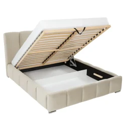 Letto alla francese 140x200 cm con rete contenitore imbottito beige Cometa