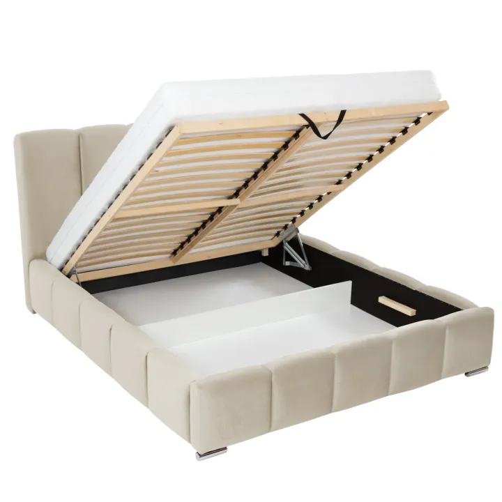 Letto alla francese 140x200 cm con rete contenitore imbottito beige Cometa