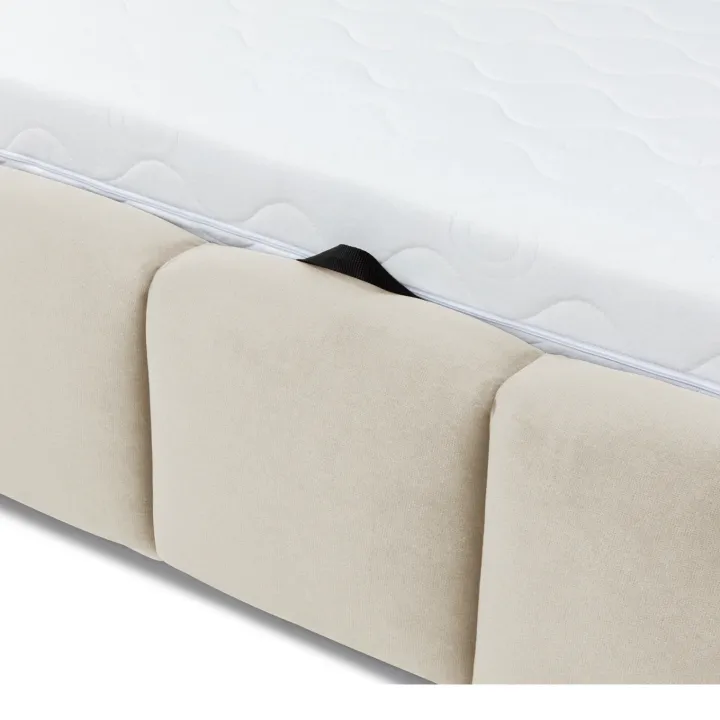 Letto alla francese 140x200 cm con rete contenitore imbottito beige Cometa