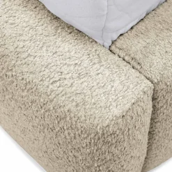 Letto alla francese 140x200cm con rete contenitore imbottito tessuto bouclé beige Aluna