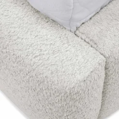 Letto alla francese 140x200cm con rete contenitore imbottito tessuto bouclé bianco Aluna