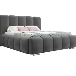 Letto alla francese 140x200 cm con rete contenitore imbottito grigio scuro Cometa