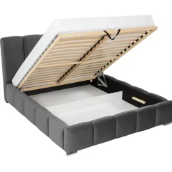 Letto alla francese 140x200 cm con rete contenitore imbottito grigio scuro Cometa