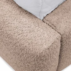 Letto alla francese 140x200cm con rete contenitore imbottito tessuto bouclé rosa Aluna