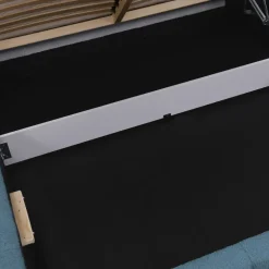 Letto alla francese 140x200cm con rete contenitore imbottito tessuto bouclé turchese Aluna