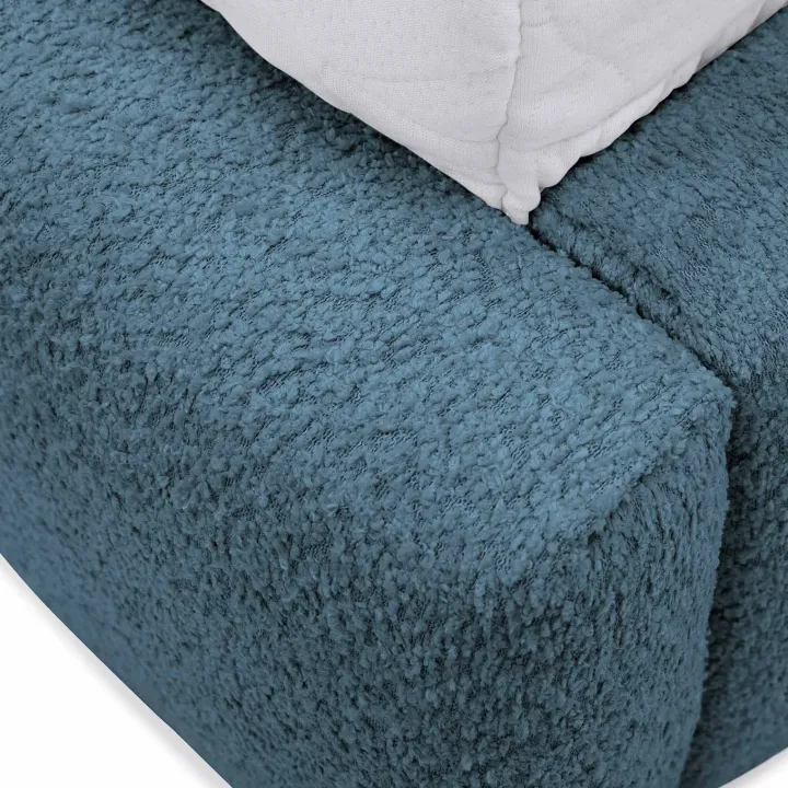 Letto alla francese 140x200cm con rete contenitore imbottito tessuto bouclé turchese Aluna