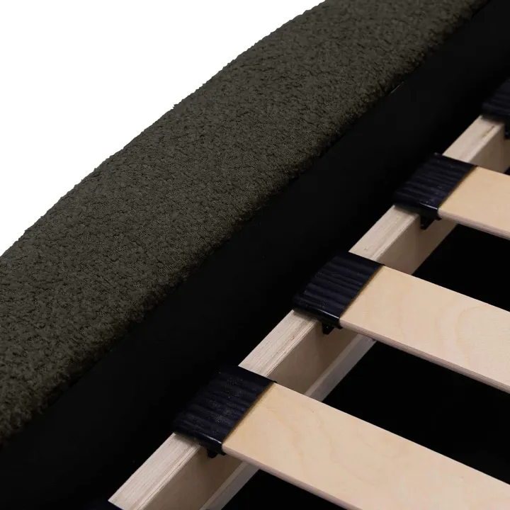 Letto alla francese 140x200cm con rete contenitore imbottito tessuto bouclé nero Aluna