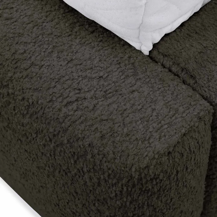 Letto alla francese 140x200cm con rete contenitore imbottito tessuto bouclé nero Aluna