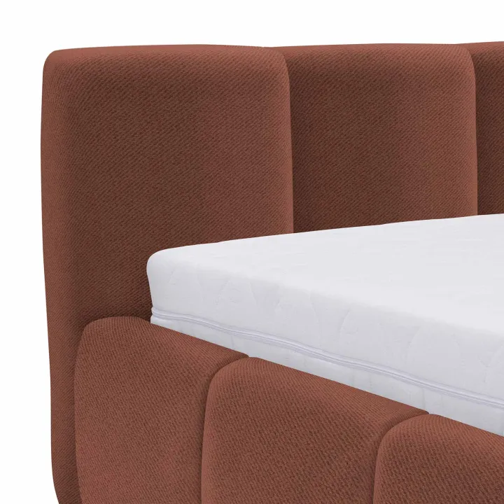 Letto alla francese 140x200cm con rete contenitore imbottito rosso mattone Aluna