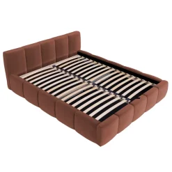 Letto alla francese 140x200cm con rete contenitore imbottito rosso mattone Aluna