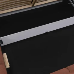Letto alla francese 140x200cm con rete contenitore imbottito rosso mattone Aluna