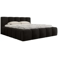 Letto alla francese 140x200cm con rete contenitore imbottito nero Aluna