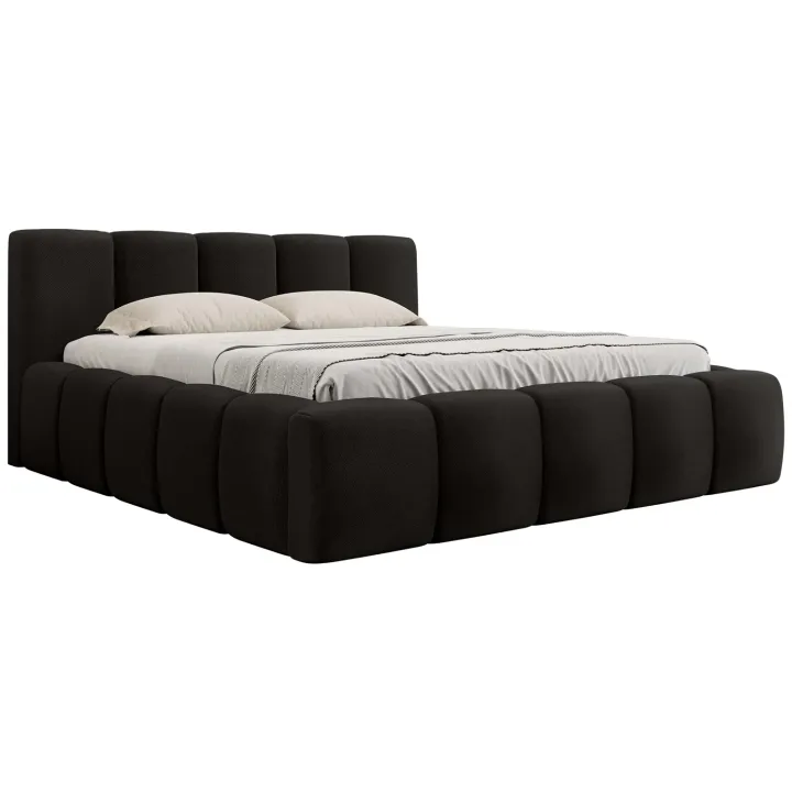 Letto alla francese 140x200cm con rete contenitore imbottito nero Aluna