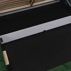 Letto alla francese 140x200cm con rete contenitore imbottito verde Aluna