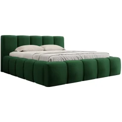Letto alla francese 140x200cm con rete contenitore imbottito verde Aluna