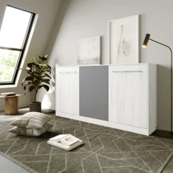 Letto a scomparsa orizzontale 90x200cm singolo bianco pino grigio grafite Alvin Gihome®