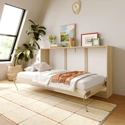 Letto a scomparsa orizzontale 90x200cm singolo rovere rosa Alvin Gihome®