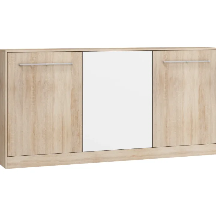 Letto a scomparsa orizzontale 90x200cm singolo rovere bianco Alvin Gihome®