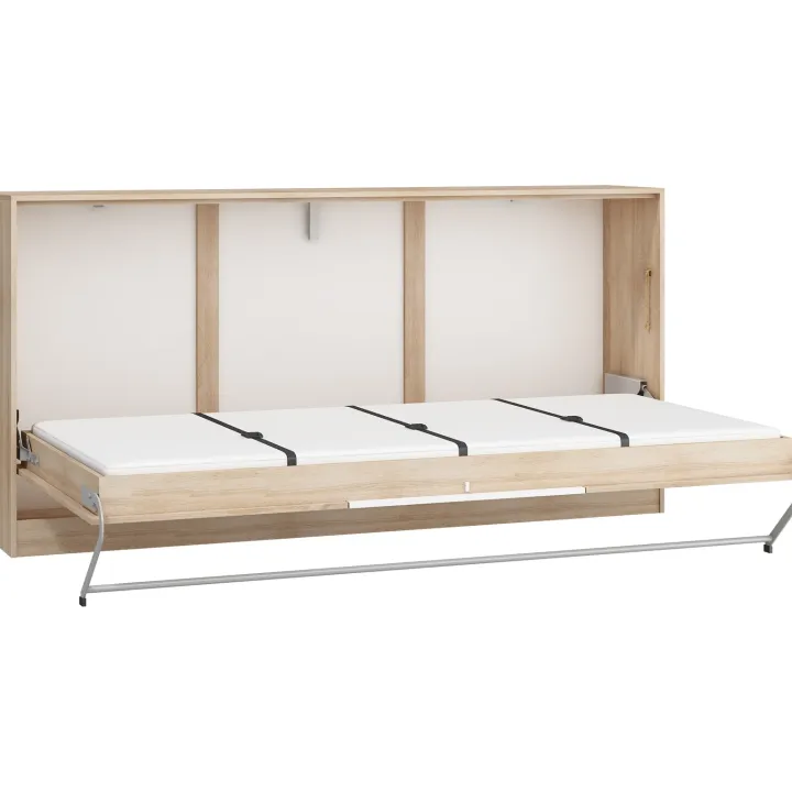 Letto a scomparsa orizzontale 90x200cm singolo rovere bianco Alvin Gihome®