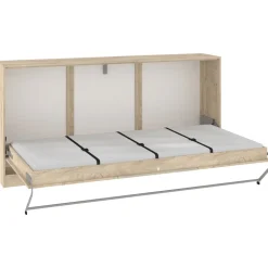 Letto a scomparsa orizzontale 90x200cm singolo rovere chiaro beige sabbia Alvin Gihome®
