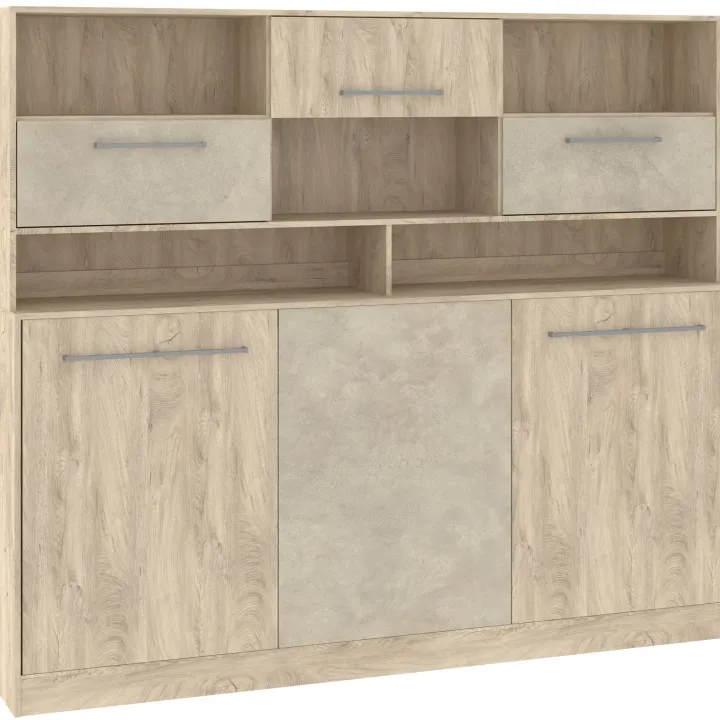 Letto a scomparsa orizzontale 90x200cm singolo con libreria rovere chiaro beige sabbia Alvin Gihome®