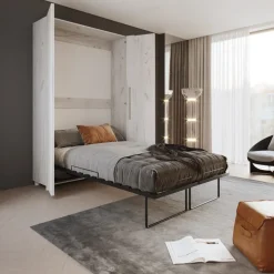 Letto a scomparsa verticale 120x200cm piazza e mezza bianco pino Calvin Gihome®