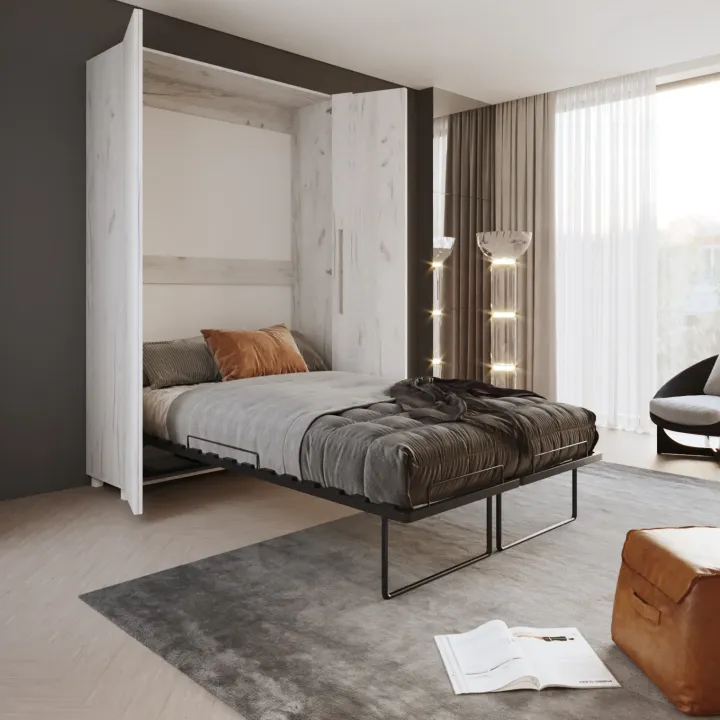 Letto a scomparsa verticale 120x200cm piazza e mezza bianco pino Calvin Gihome®