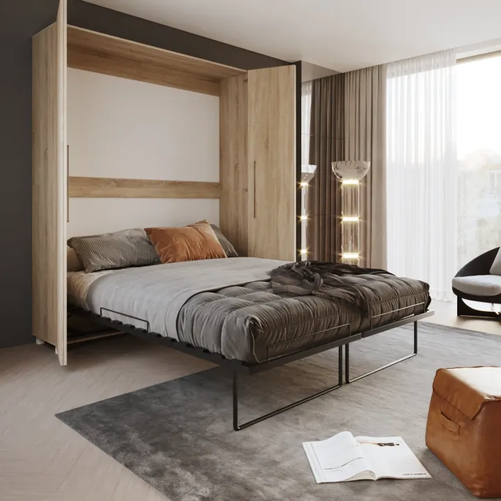 Letto a scomparsa verticale 160x200cm matrimoniale rovere sonoma Calvin Gihome®