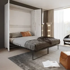 Letto a scomparsa verticale 160x200cm matrimoniale bianco pino Calvin Gihome®