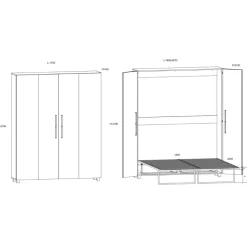 Letto a scomparsa verticale 160x200cm matrimoniale bianco pino Calvin Gihome®