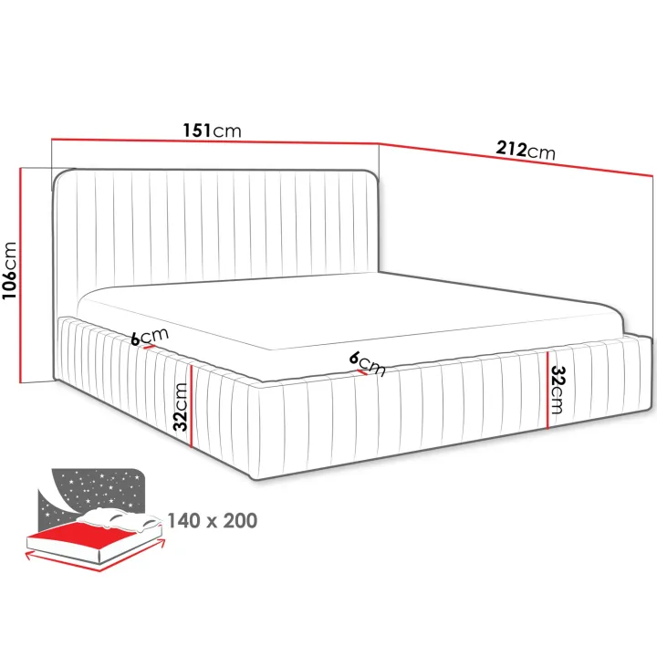 Letto contenitore alla francese 140x200cm imbottito velluto senape Poffi